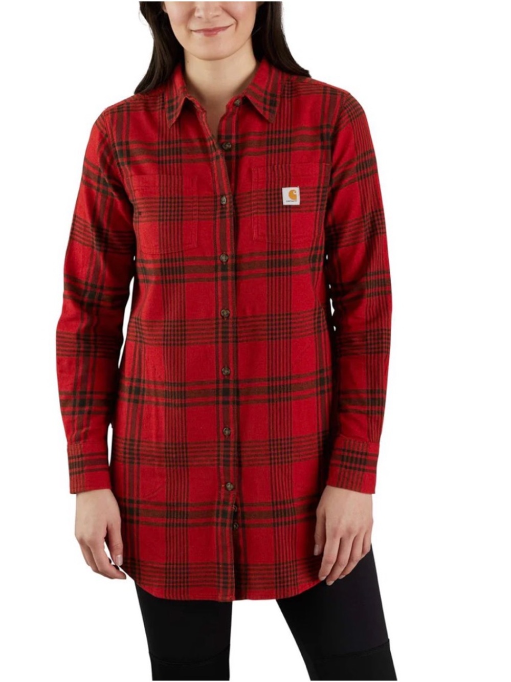 Carhartt Rugged Flex Plaid Flannel Shirt Women’s XXL Red Black Button Up NWT